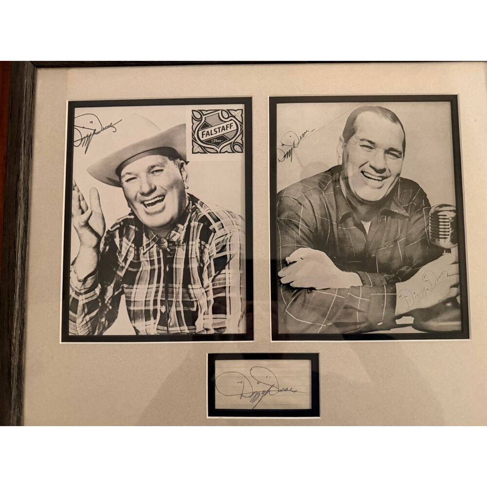 Dizzy Dean Rare "Hand-Signed" Photo & Signed Index Card - Custom Framed UV
